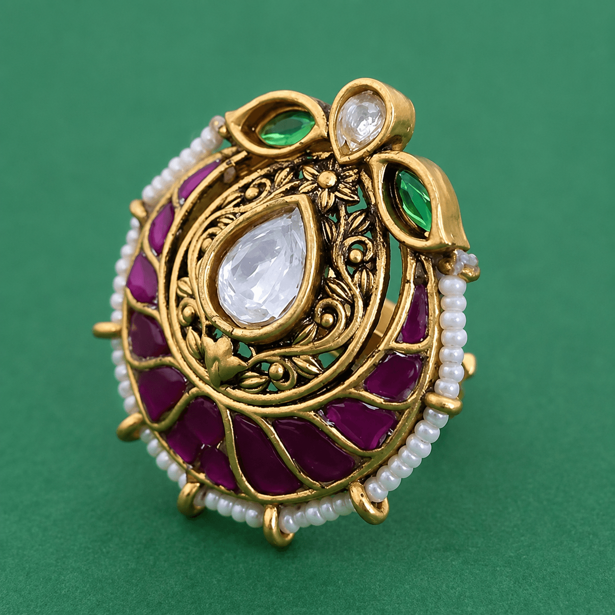 Selene Ring in Ruby Green