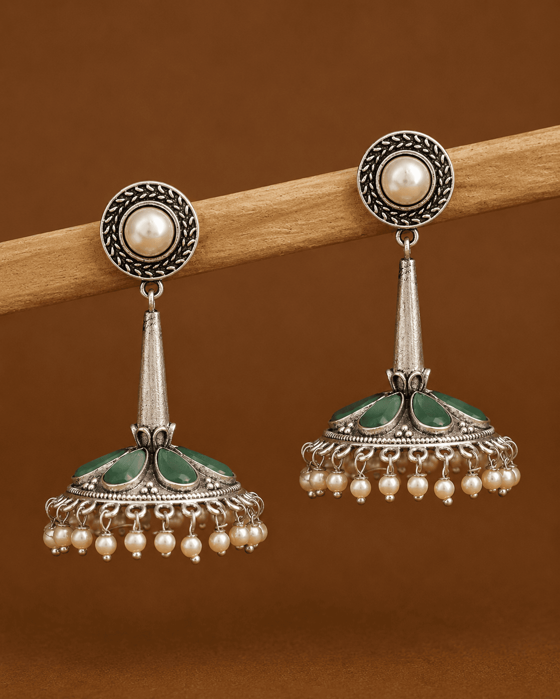 Jia Jhumka Earrings in Turquoise, size 5.5 cm