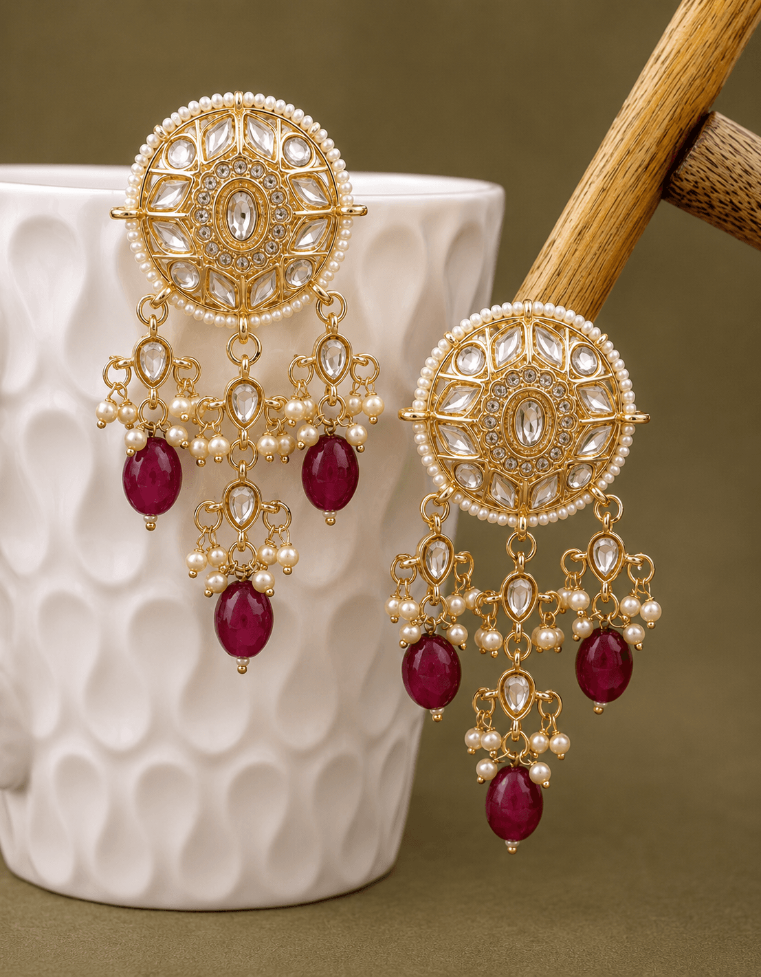 Rhea Kundan Danglers in Purple