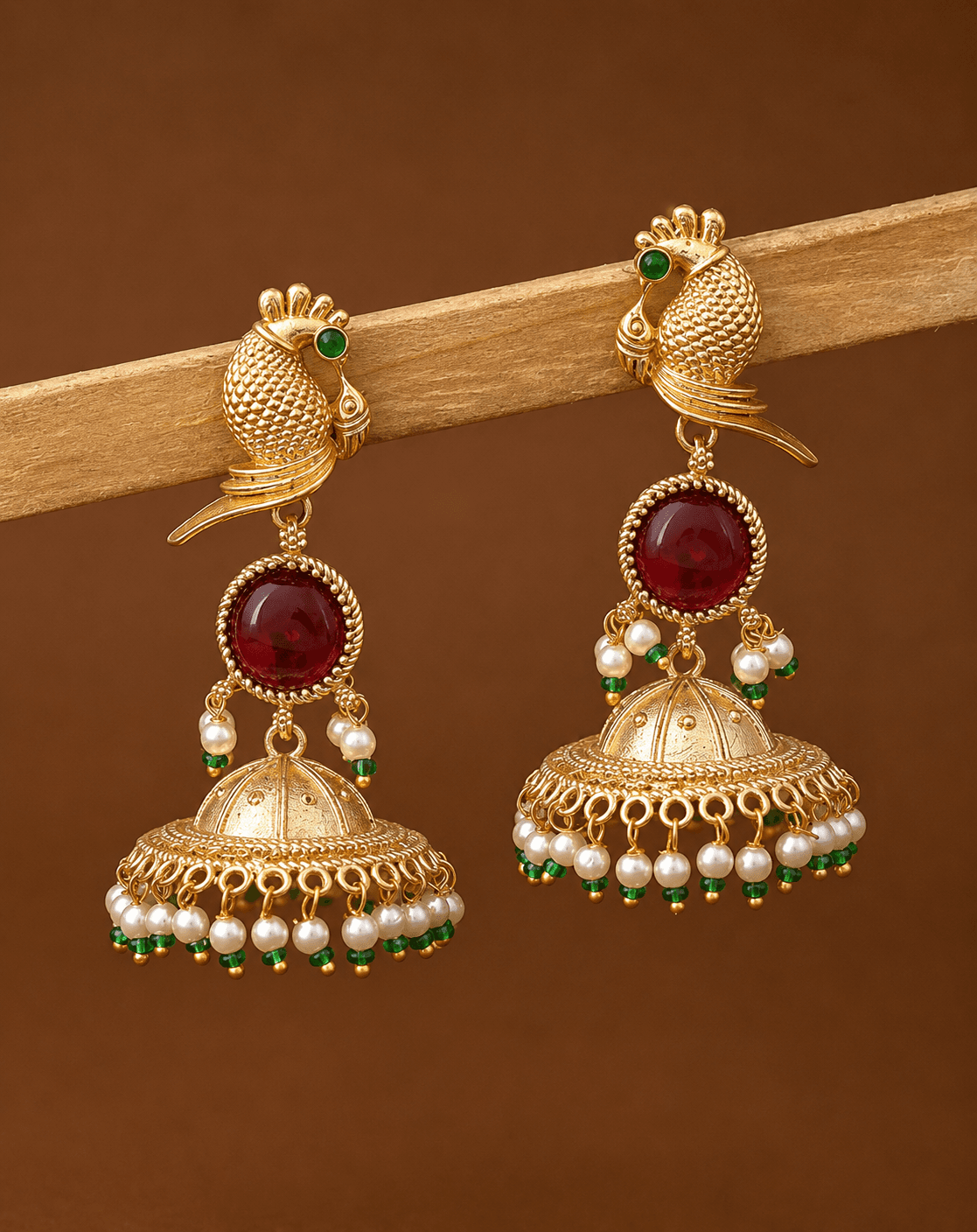 Mayuri Jhumka Earrings in Golden